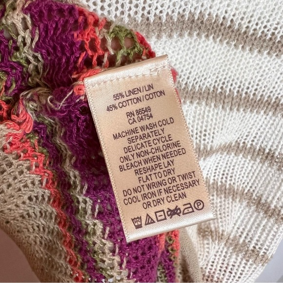 TOMMY‎ BAHAMA Linen and Cotton Blend Striped Knit Coverup Sweater. Size XS - Picture 7 of 7